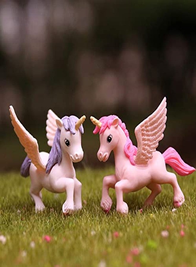 بينديا مجموعة 4 قطع من تماثيل الخيول وحيد القرن المصغرة من بينديا، تماثيل حيوانات، زينة لحديقة الجنيات - Image 5